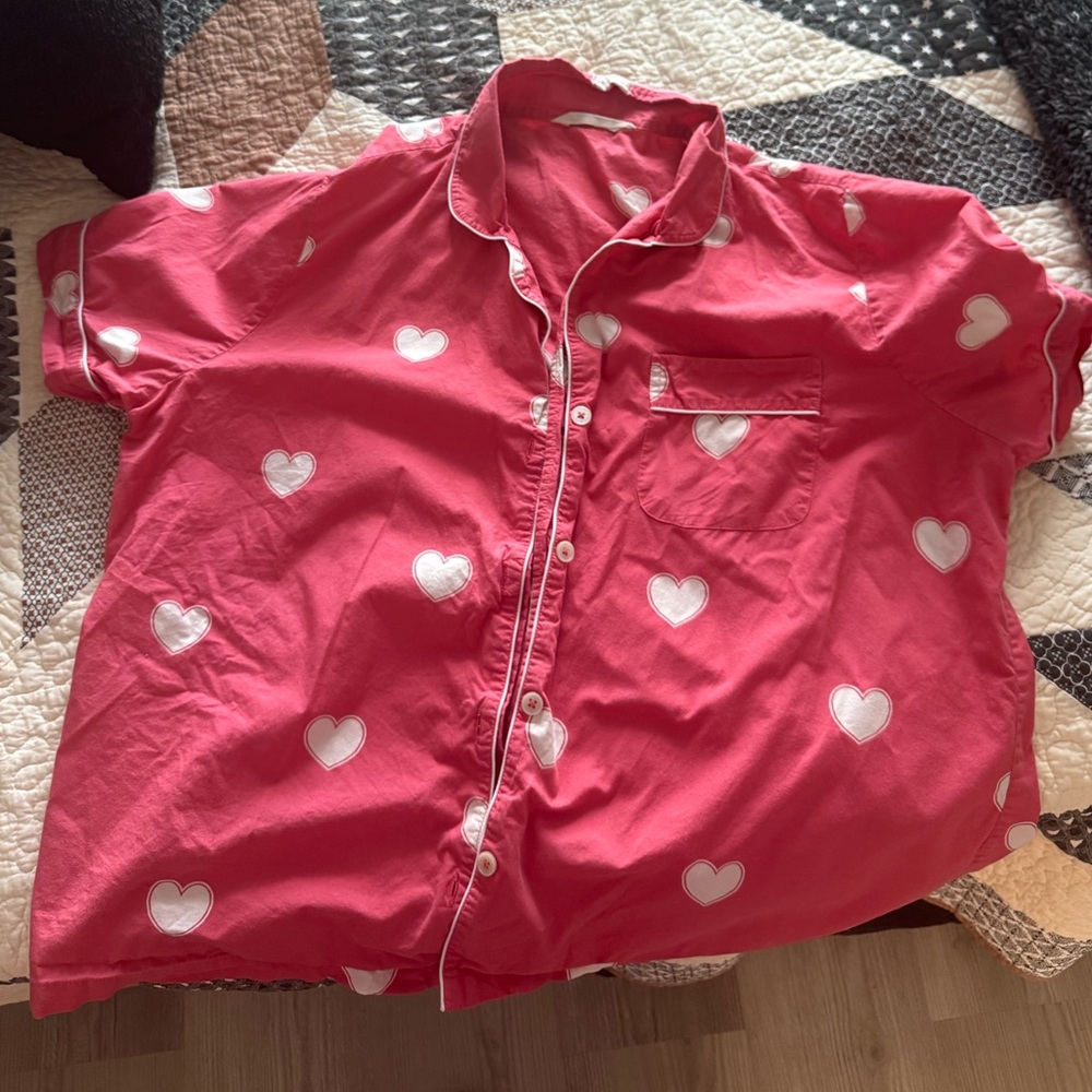 printfresh pajamas XL pink and white hearts, shorts set